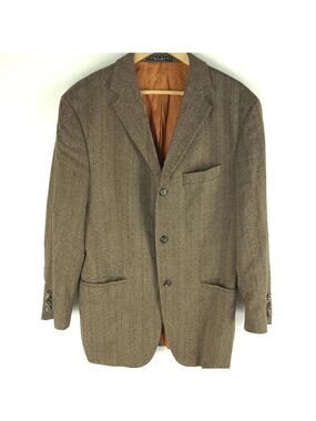 Hugo Boss Blazer Jacket Virgin Wool Tan Lined Single Vent Size 42R